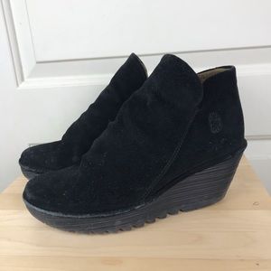 Fly London Suede Wedge ankle boots